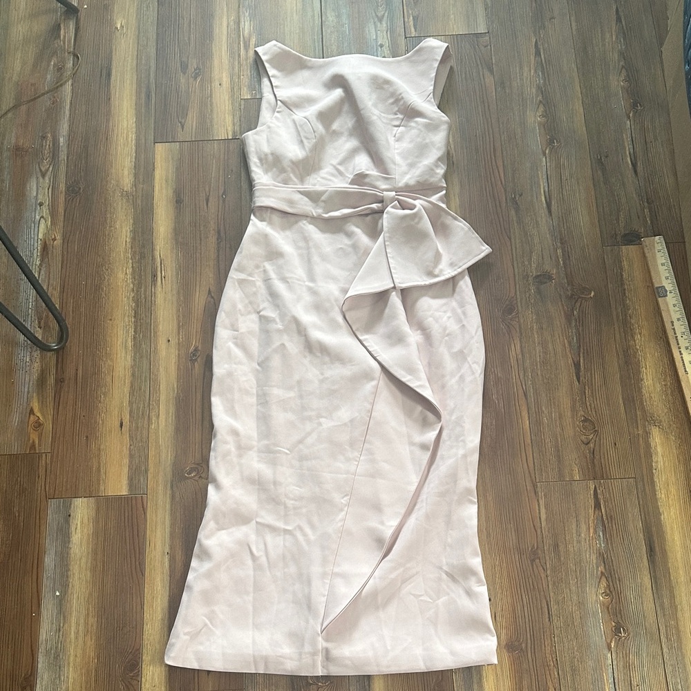 Fehaute Blush Pink Midi Dress with Side Bow Small - Picture 3 of 10